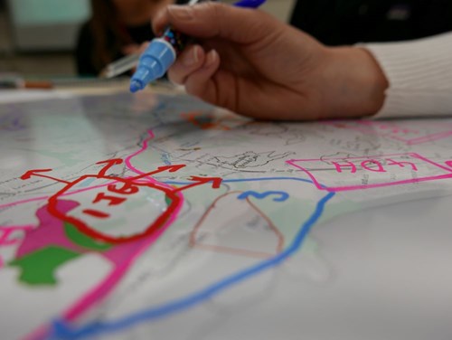Area Statement engagement – workshop participant drawing on a map